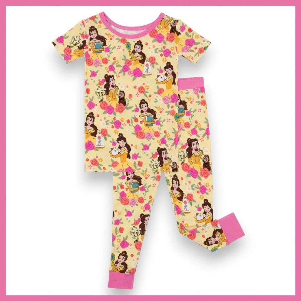 Little Sleepies Disney Princess Belle Short Sleeve Pajama Set 4T NIB